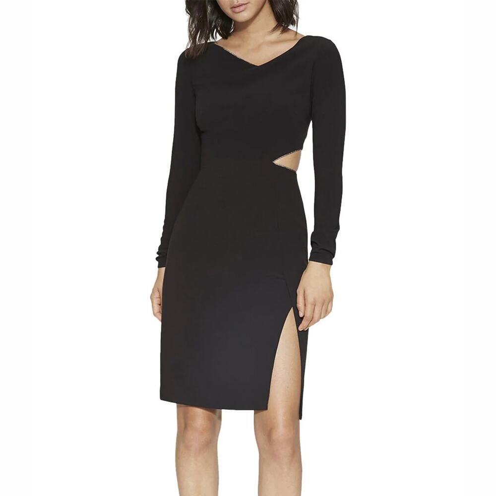 Halston Heritage Black Cut Out Sheath Dress Size 8